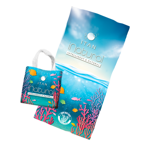 Beach towel with integrated bag
